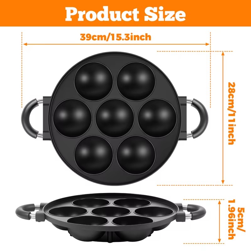 7-Cavity Aluminum Takoyaki Pan - Takoyaki Grill Plate review and price